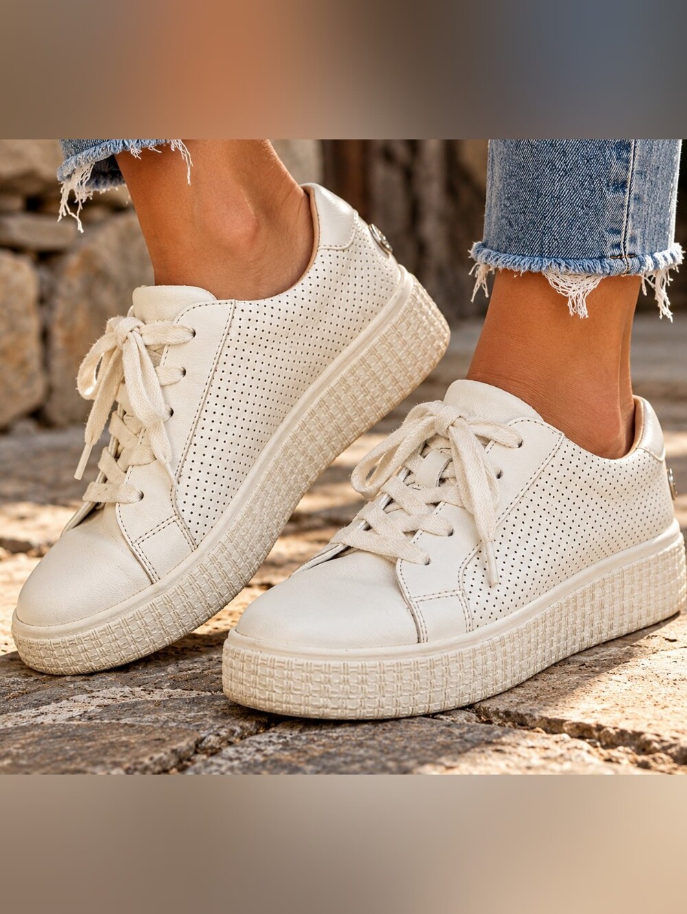 Steve Madden Toliver White Leather Platform Sneakers Women’s 8.5
